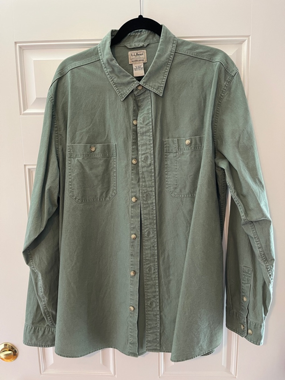 L.L. Bean Men's Sage Green Cotton Button-Down Shirt